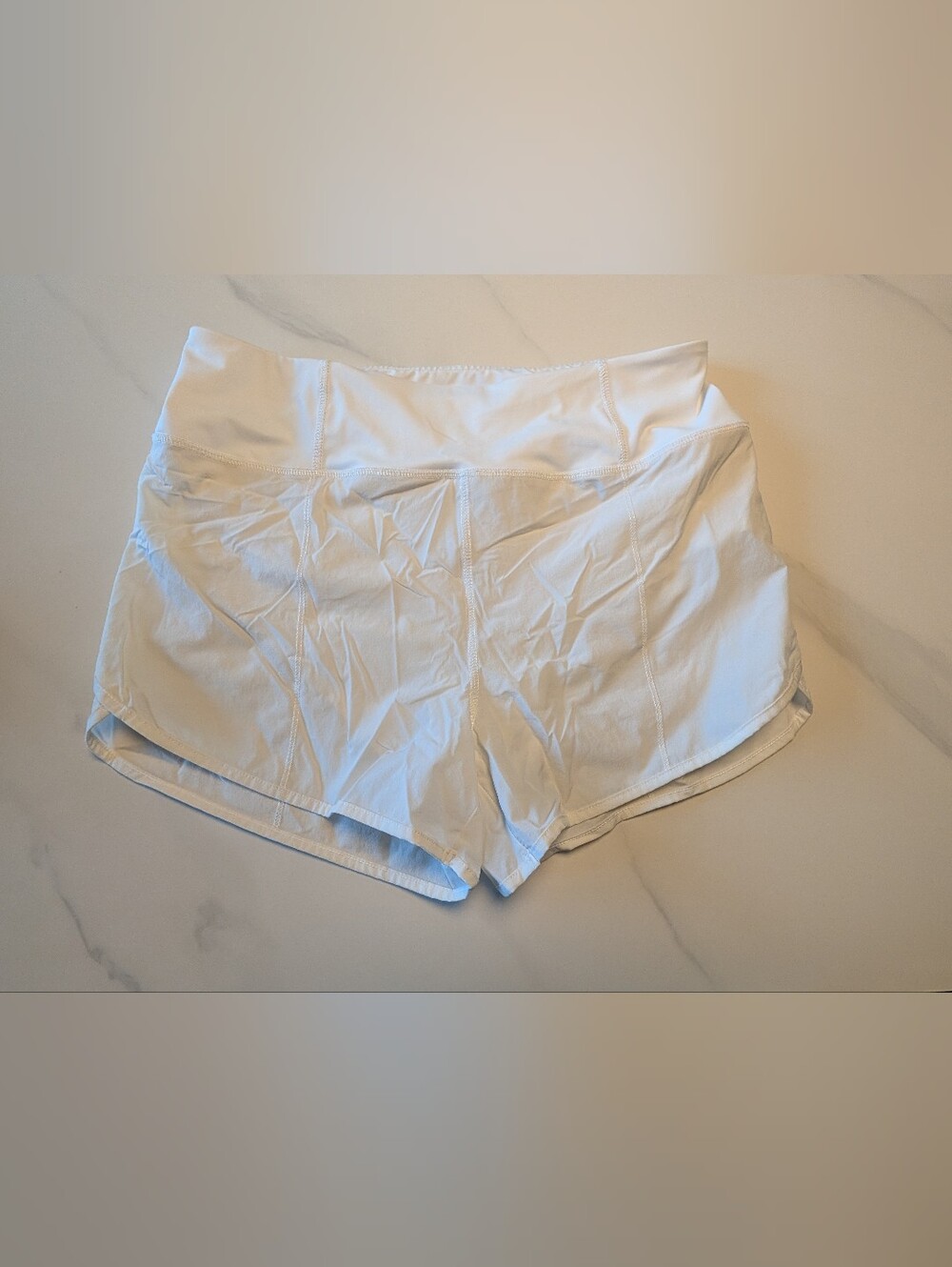 Women's White Athletic Running Shorts with High Waist